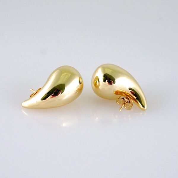 Women Earrings/ Aretes Dama/Plain/14k Real Color// E1332 - Image 2