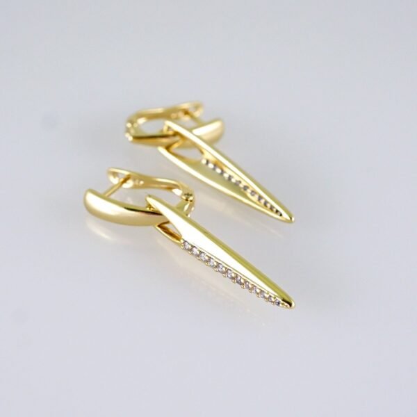 Women Earrings/ Aretes Dama/ Zircon Stone/ 14k Real Color// E1369 - Image 2