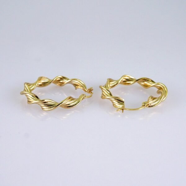 Women Earrings/ Aretes Dama/ Plain/ 14k Real Color// E1408 - Image 2