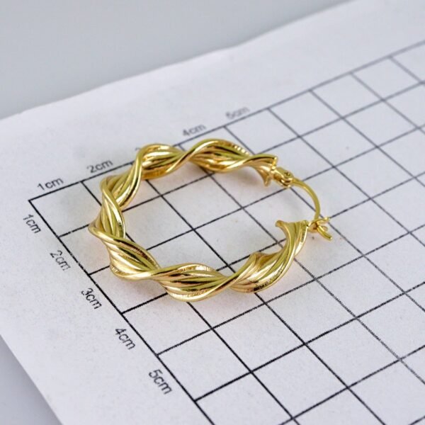 Women Earrings/ Aretes Dama/ Plain/ 14k Real Color// E1408 - Image 3