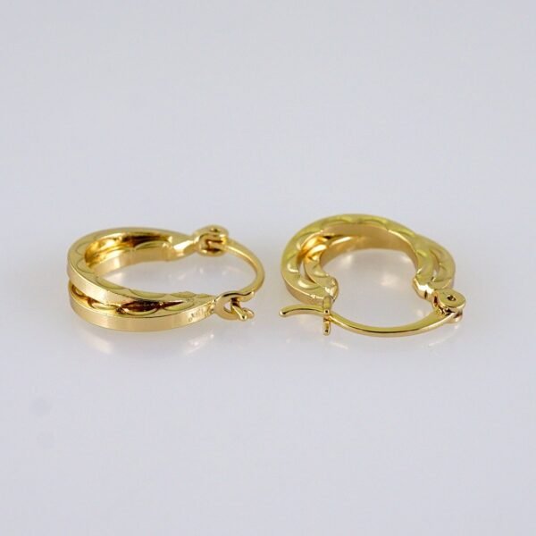 Women Earrings/ Aretes Dama/ Plain/ 14k Real Color// E1409 - Image 2