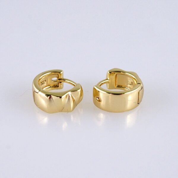 Women Earrings/ Aretes Dama/ Plain/ 14k Real Color// E1438 - Image 2