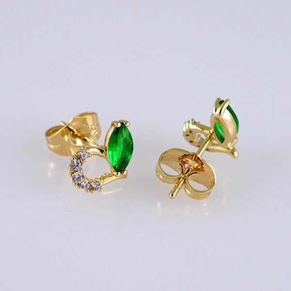 Women Earrings/ Aretes Dama/ Zircon Stone/ 14k Real Color// E1441 - Image 2