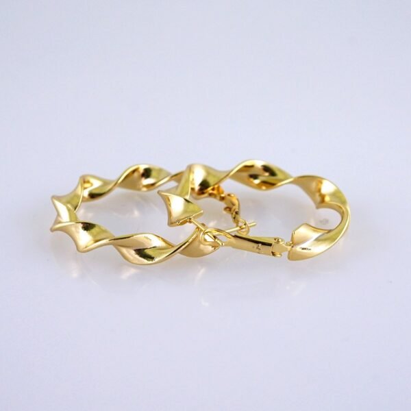 Women Earrings/ Aretes Dama/Plain/14k Real Color// E1443 - Image 2