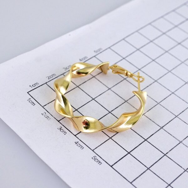 Women Earrings/ Aretes Dama/Plain/14k Real Color// E1443 - Image 3