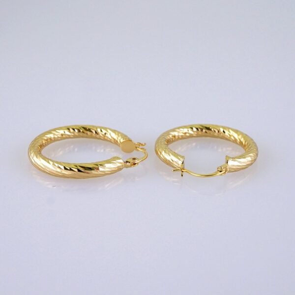 Women Earrings/ Aretes Dama/ Plain/ 14k Real Color// E1448 - Image 2
