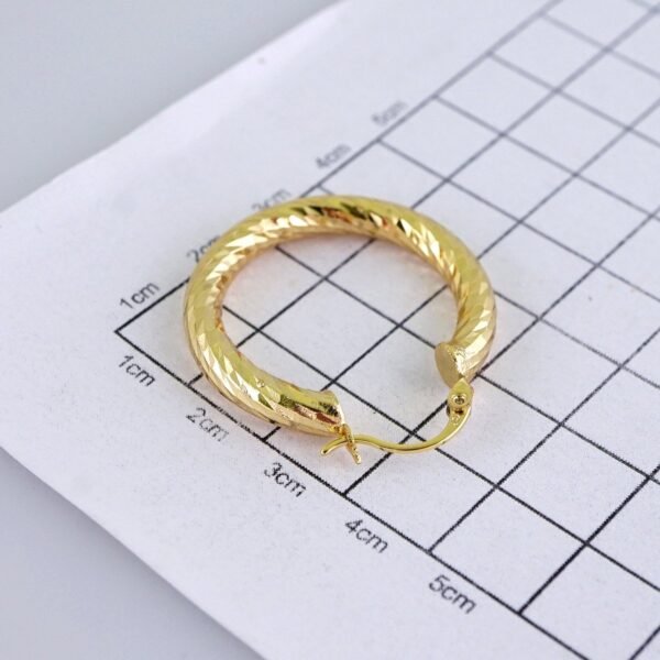 Women Earrings/ Aretes Dama/ Plain/ 14k Real Color// E1448 - Image 3