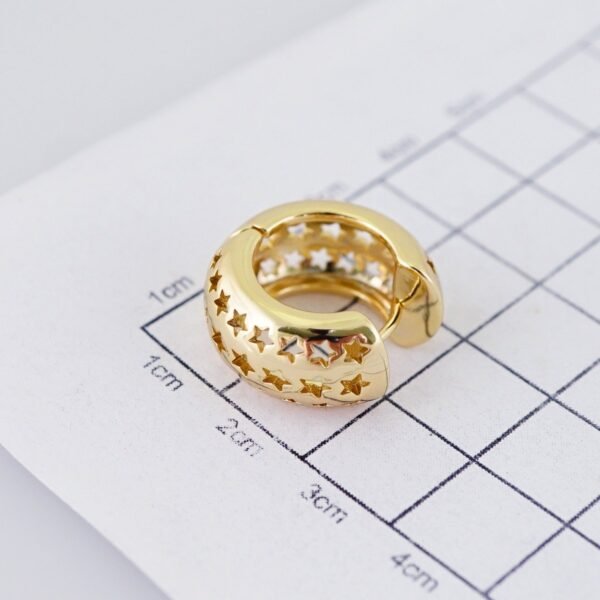 Women Earrings/ Aretes Dama/ Plain/ 14k Real Color// E1473 - Image 3