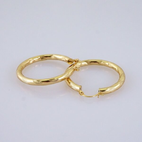 Women Earrings/ Aretes Dama/ Plain/ 14k Real Color// E1483 - Image 2