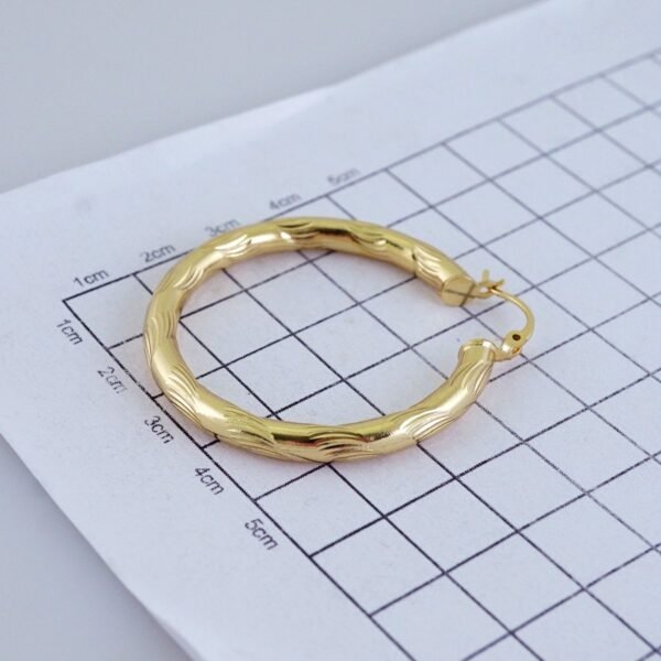 Women Earrings/ Aretes Dama/ Plain/ 14k Real Color// E1483 - Image 3