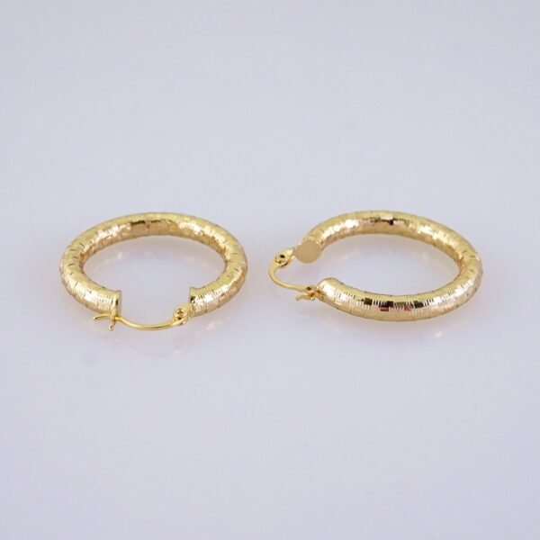 Women Earrings/ Aretes Dama/ Plain/ 14k Real Color//E1485 - Image 2