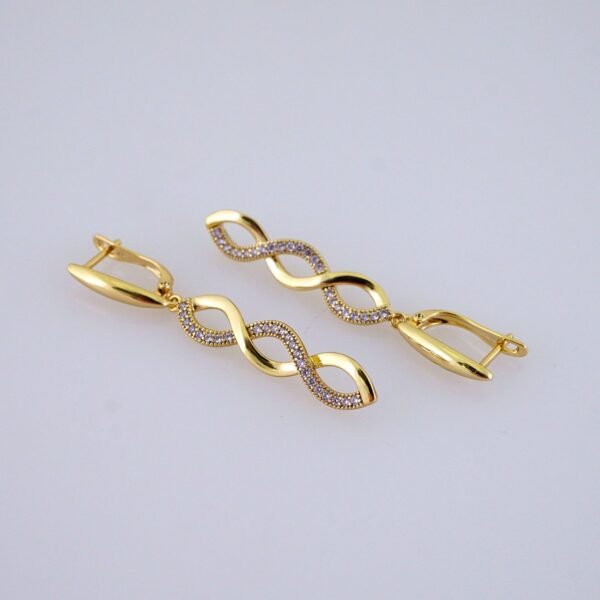Women Earrings/ Aretes Dama/ Zircon Stone/ 14k Real Color// E1489 - Image 2