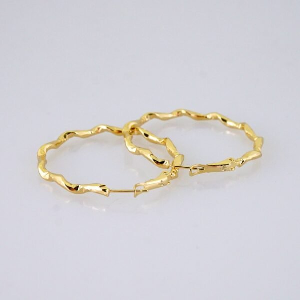 Women Earrings/ Aretes Dama/Plain/14k Real Color// E1499 - Image 2