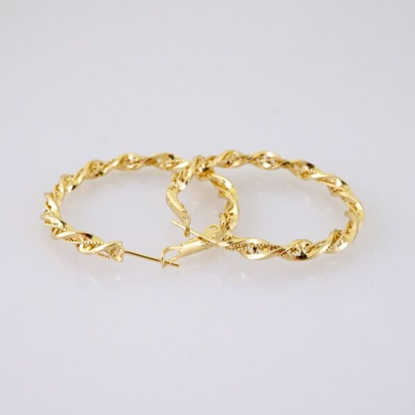 Women Earrings/ Aretes Dama/ Plain/ 14k Real Color// E1501 - Image 2