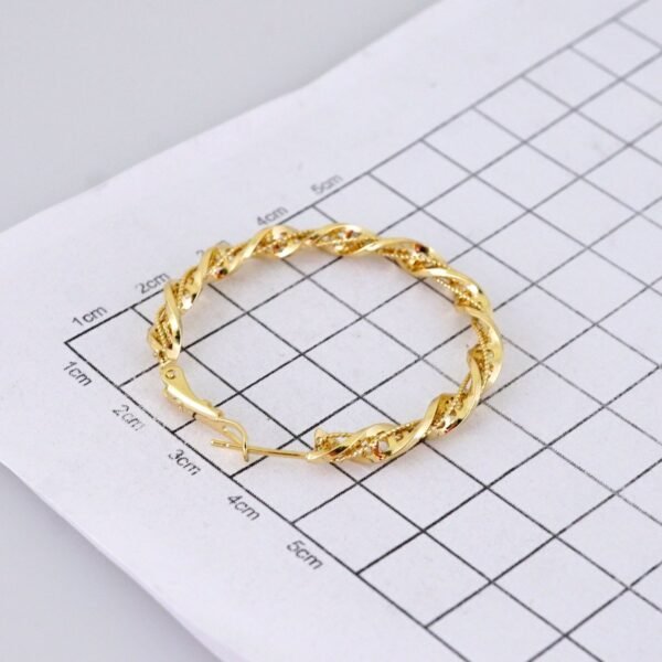 Women Earrings/ Aretes Dama/ Plain/ 14k Real Color// E1501 - Image 3