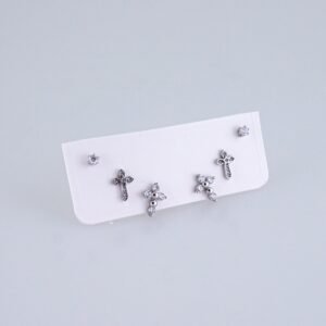 Women Earrings/ Aretes Dama/ Zircon Stone/ Silver Color/ Set 3 pares// E1515