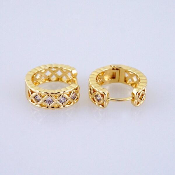 Women Earrings/ Aretes Dama/ Zircon Stone/ 14k Real Color// E1520 - Image 2