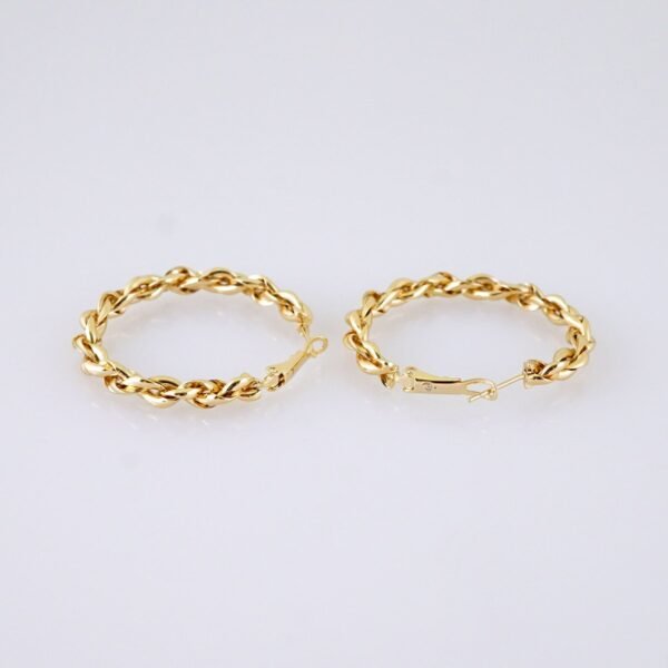 Women Earrings/ Aretes Dama/ Plain/ 14k Real Color// E1531 - Image 2