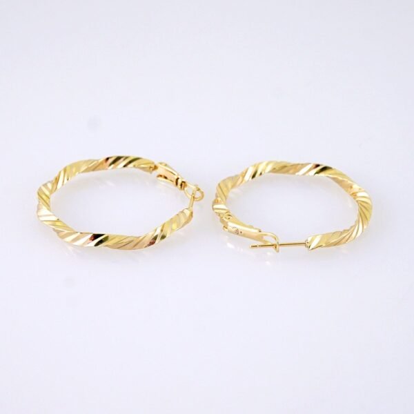 Women Earrings/ Aretes Dama/ Plain/ 14k Real Color// E1533 - Image 2