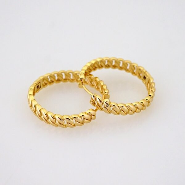 Women Earrings/ Aretes Dama/ Plain/ 14k Real Color// E1548 - Image 2