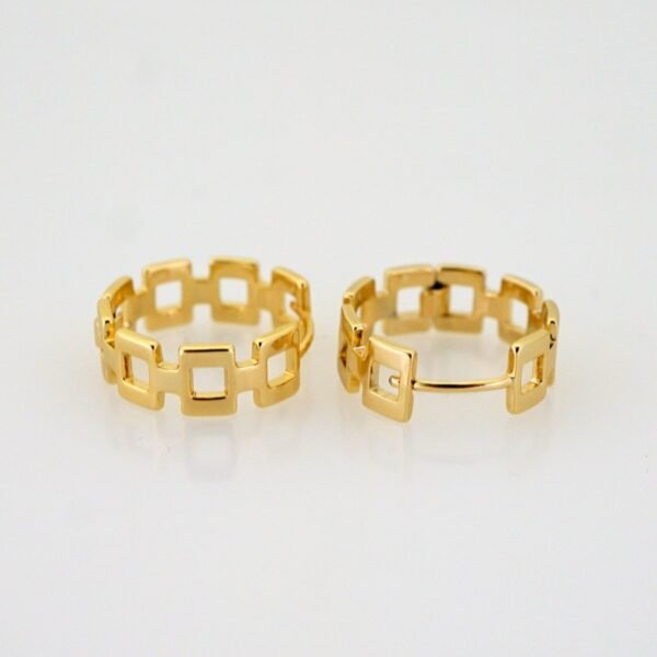 Women Earrings/ Aretes Dama/ Plain/ 14k Real Color// E1550 - Image 2