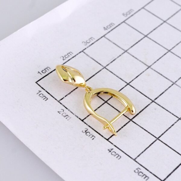 Women Earrings/ Aretes Dama/ Plain/ 14k Real Color// E1563 - Image 3
