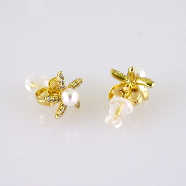 Women Earrings/ Aretes Dama/ Zircon Stone/ Pearl/ 14k Real Color// E1567 - Image 2