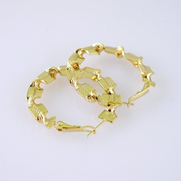 Women Earrings/ Aretes Dama/ Plain/ 14k Real Color// E1573 - Image 2