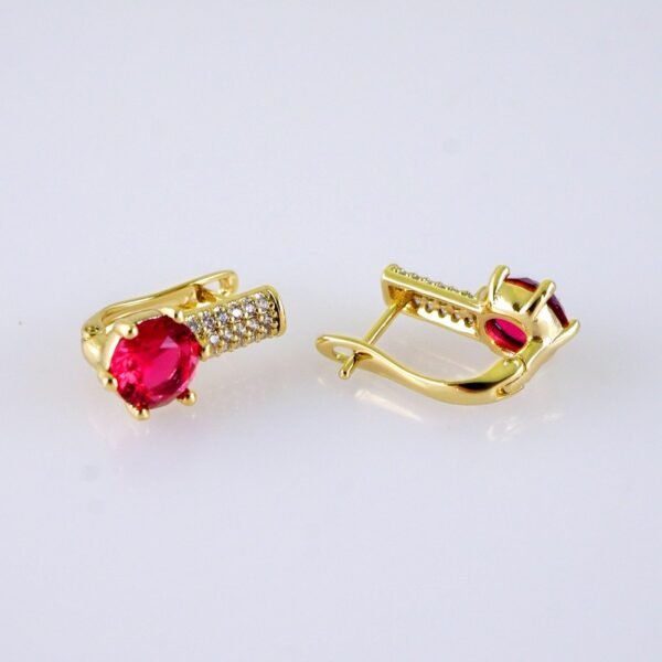Women Earrings/ Aretes Dama/ Zircon Stone/ 14k Real Color// E1575 - Image 2