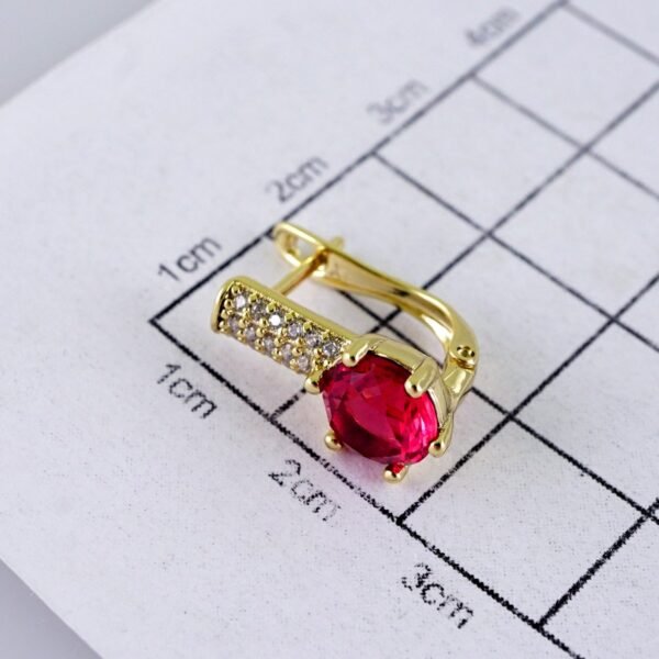 Women Earrings/ Aretes Dama/ Zircon Stone/ 14k Real Color// E1575 - Image 3
