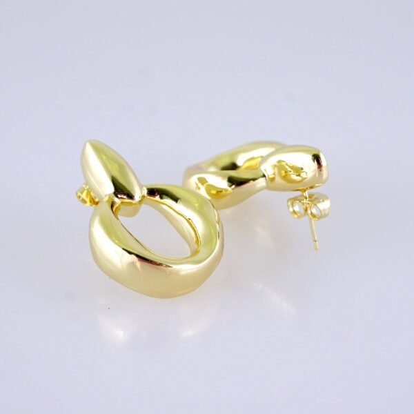 Women Earrings/ Aretes Dama/ Plain/ 14k Real Color// E1583 - Image 2