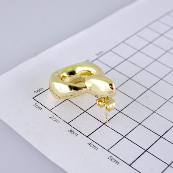 Women Earrings/ Aretes Dama/ Plain/ 14k Real Color// E1583 - Image 3
