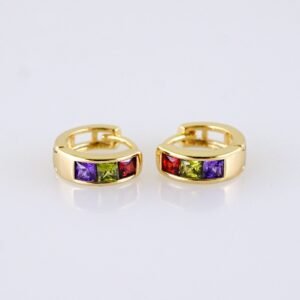 Women Earrings/ Aretes Dama/ Zircon Stone/ 14k Real Color// E1590