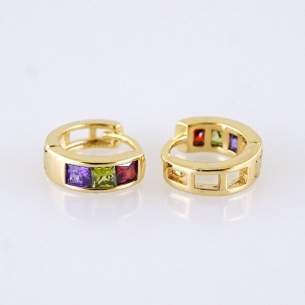 Women Earrings/ Aretes Dama/ Zircon Stone/ 14k Real Color// E1590 - Image 2