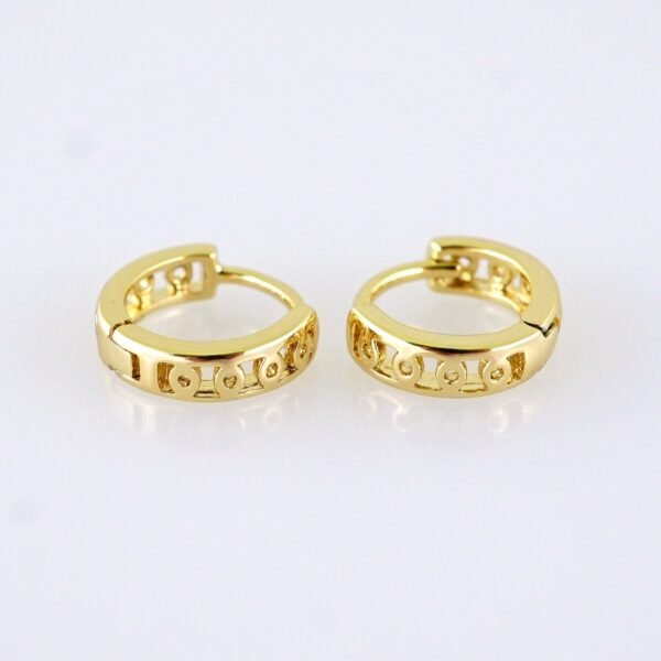 Women Earrings/ Aretes Dama/ Plain/ 14k Real Color// E1591 - Image 2