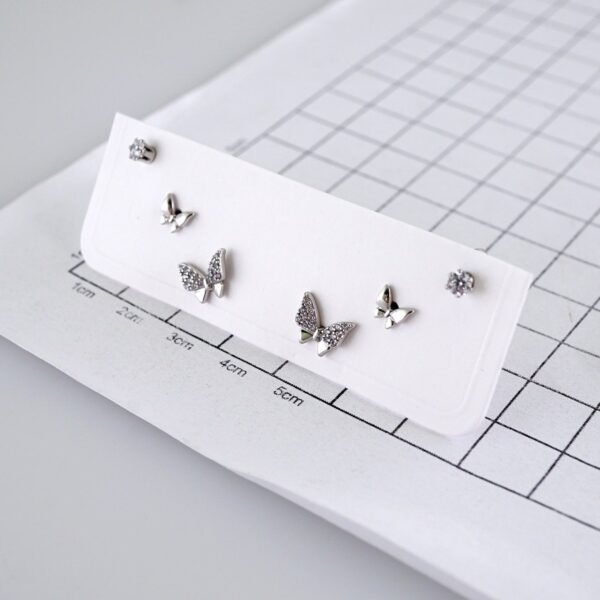 Women Earrings/ Aretes Dama/ Zircon Stone/ Silver Color/ Set 3 pares// E1596 - Image 3