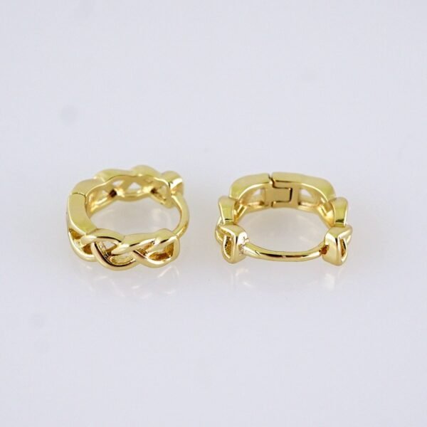 Women Earrings/ Aretes Dama/ Plain/ 14k Real Color// E1604 - Image 2