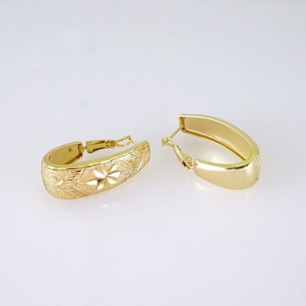 Women Earrings/ Aretes Dama/ Plain/ 14k Real Color// E1609 - Image 2
