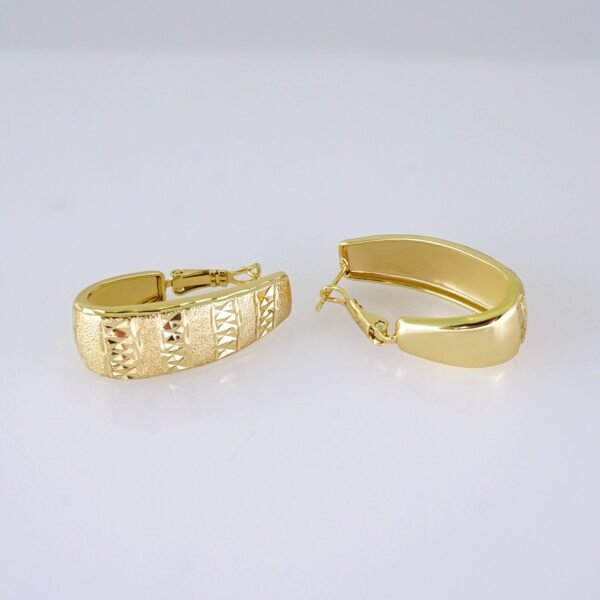 Women Earrings/ Aretes Dama/ Plain/ 14k Real Color// E1611 - Image 2