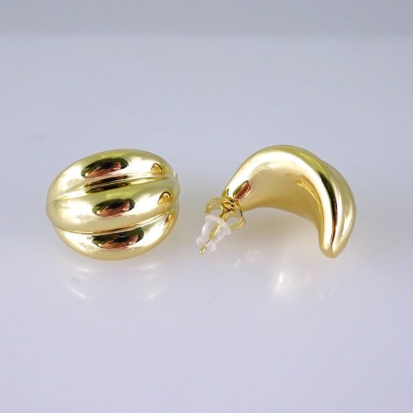 Women Earrings/ Aretes Dama/ Plain/ 14k Real Color// E1613 - Image 2