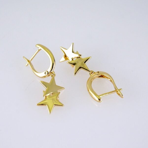 Women Earrings/ Aretes Dama/ Plain/ 14k Real Color// E1616 - Image 2