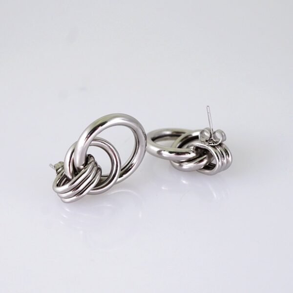 Women Earrings/ Aretes Dama/ Plain/ Silver Color/ Stainless Steel// E1646 - Image 2