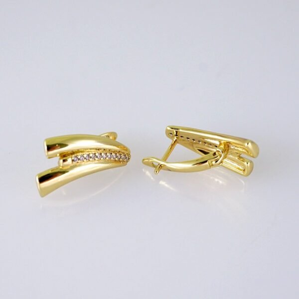 Women Earrings/ Aretes Dama/ Zircon Stone/ 14K Real Color/ Stainless Steel// E1653 - Image 2