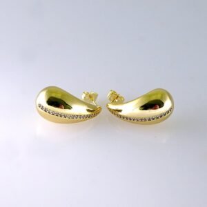 Women Earrings/ Aretes Dama/ Zircon Stone/ 14K Real Color/ Stainless Steel// E1658