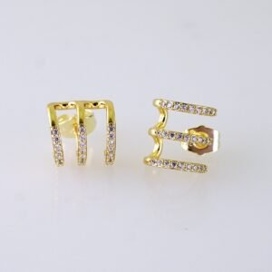 Women Earrings/ Aretes Dama/ Zircon Stone/ 14K Real Color/ Stainless Steel// E1662