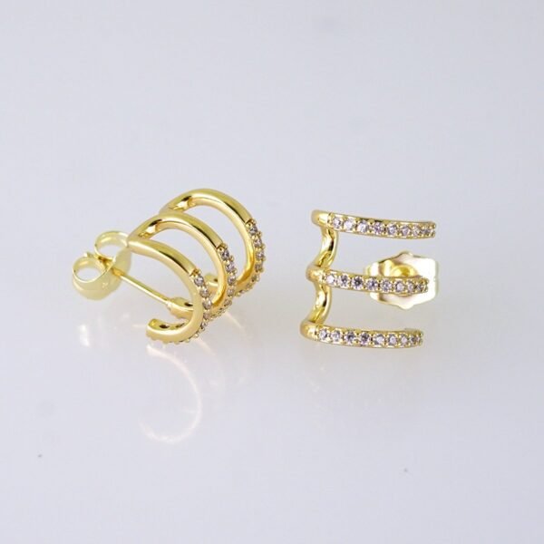 Women Earrings/ Aretes Dama/ Zircon Stone/ 14K Real Color/ Stainless Steel// E1662 - Image 2