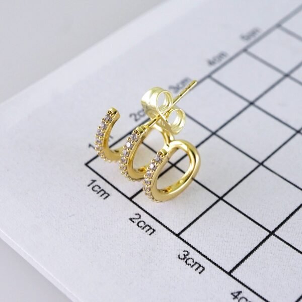 Women Earrings/ Aretes Dama/ Zircon Stone/ 14K Real Color/ Stainless Steel// E1662 - Image 3
