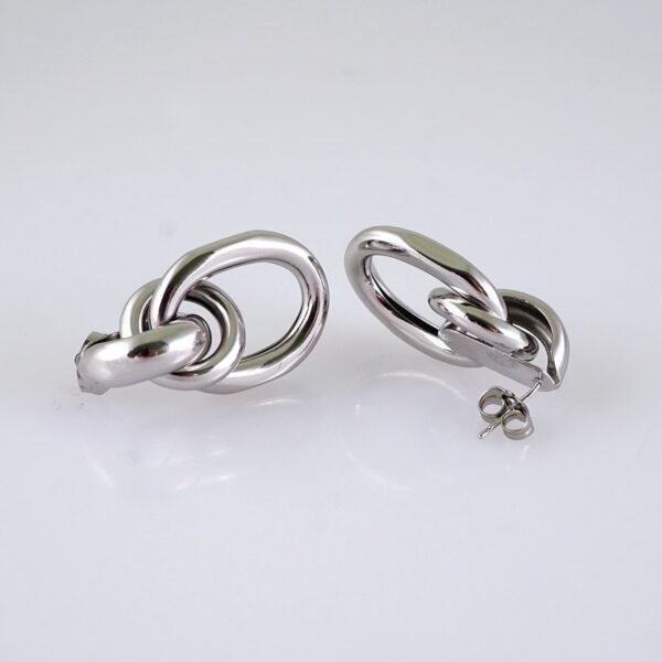 Women Earrings/ Aretes Dama/ Plain/ Silver Color/ Stainless Steel// E1667 - Image 2