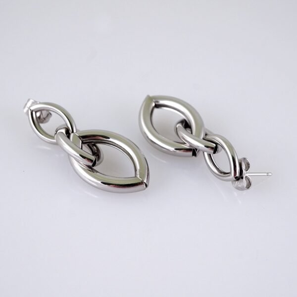 Women Earrings/ Aretes Dama/ Plain/ Silver Color/ Stainless Steel// E1669 - Image 2