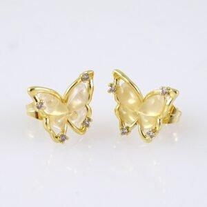 Women Earrings/ Aretes Dama/ Zircon Stone/ 14K Real Color/ Stainless Steel// E1706